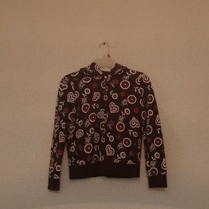 Gymboree brown print hoodie girls sweater size large(10-12)  very good condition